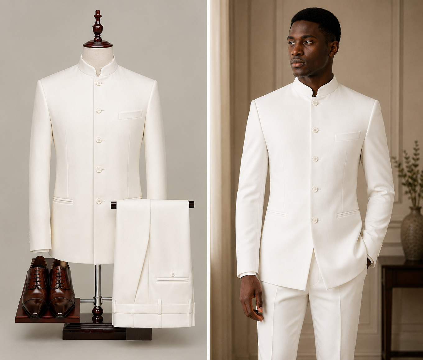 9ville Sovereign Pearl Mandarin Collar Suit