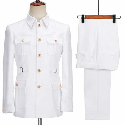 9ville Sovereign Alpine White Safari Suit