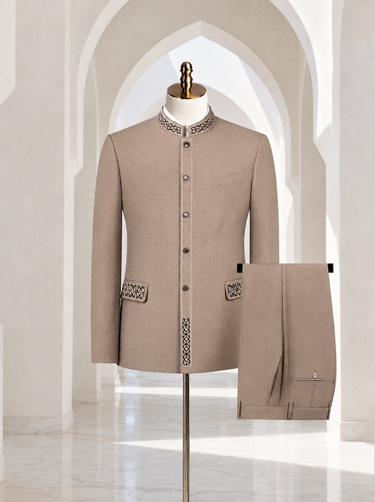 9ville Beaded Mandarin Collar Suit