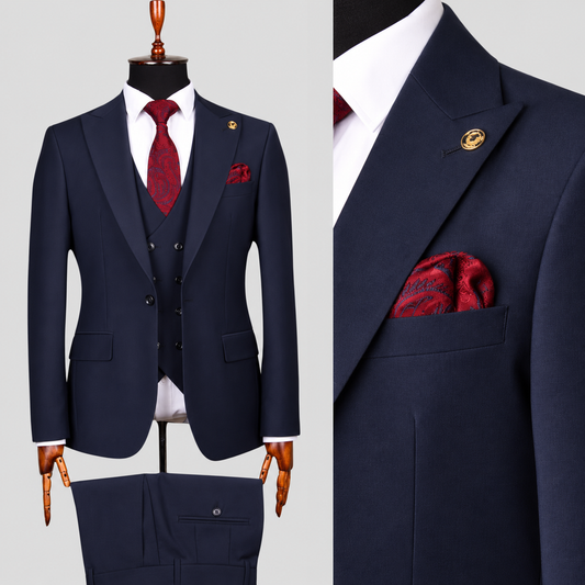 Midnight Admiral – 100% Wool Three-Piece Suit