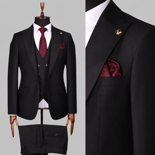 Black Sovereign – 100% Wool Three-Piece Suit