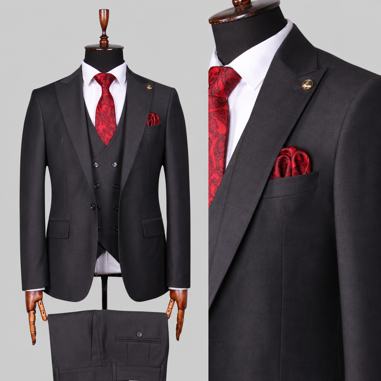 Onyx Prestige – 100% Wool Three-Piece Suit