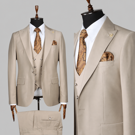 Champagne Regent – 100% Wool Three-Piece Suit