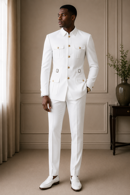 9ville Sovereign Alpine White Safari Suit