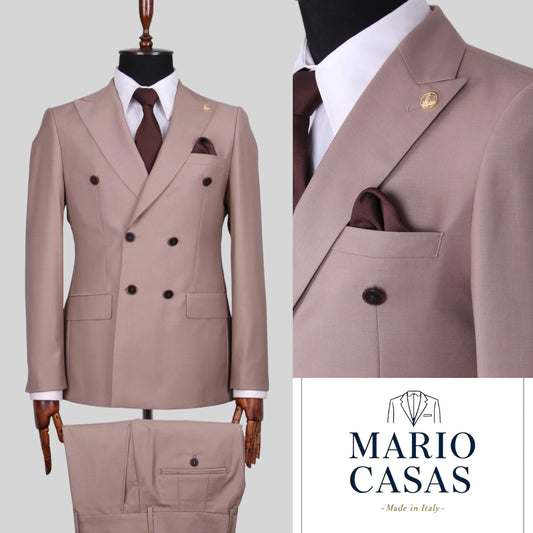 Imperial Espresso – 100% Wool Double-Breasted Suit